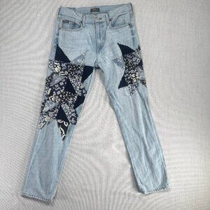 Polo Ralph Lauren Avery Boyfriend Jeans Patchwork Light Wash Denim Size 25